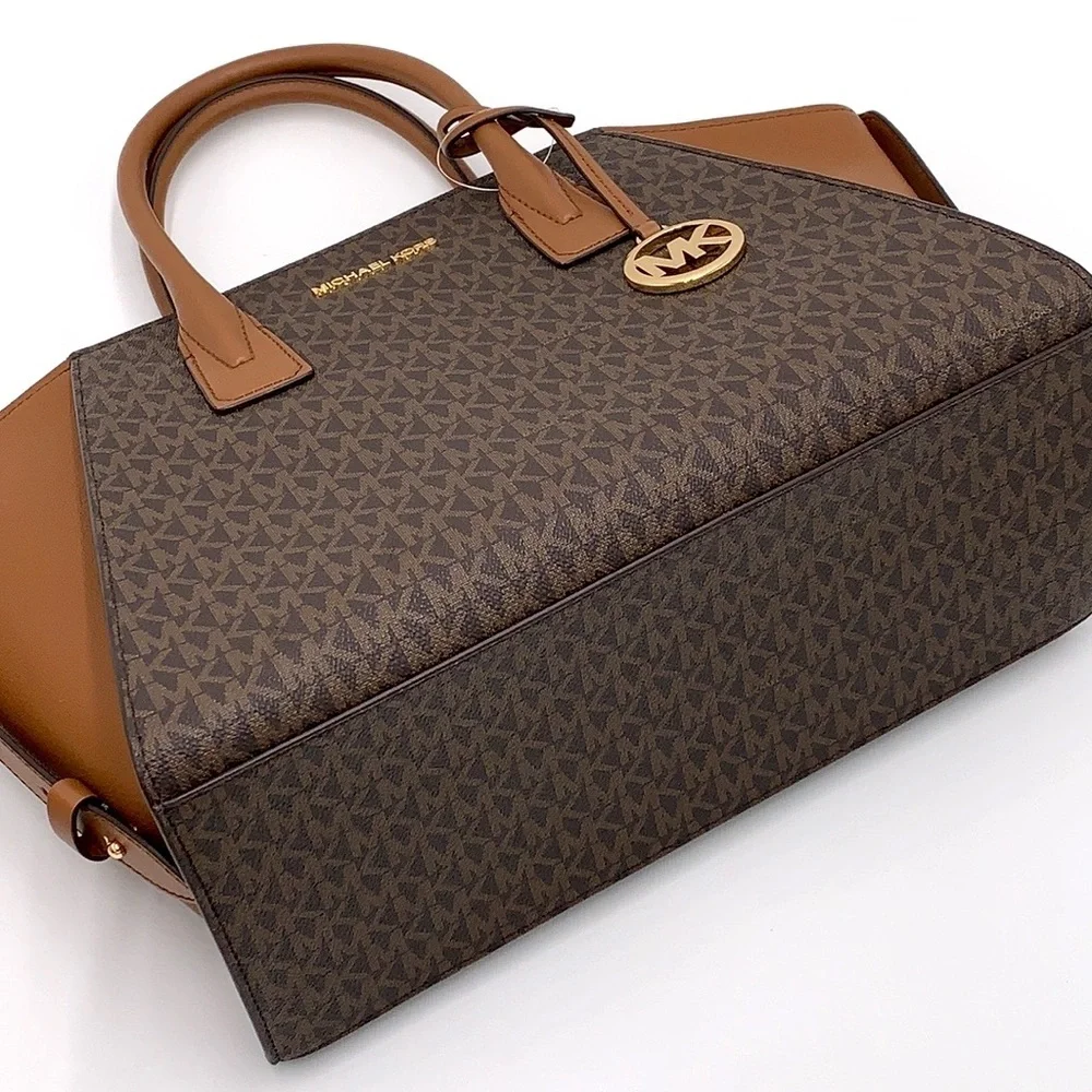 MICHAEL KORS AVRIL LARGE TOP ZIP SATCHEL BROWN/LUGGAGE SIGNATURE COLOR